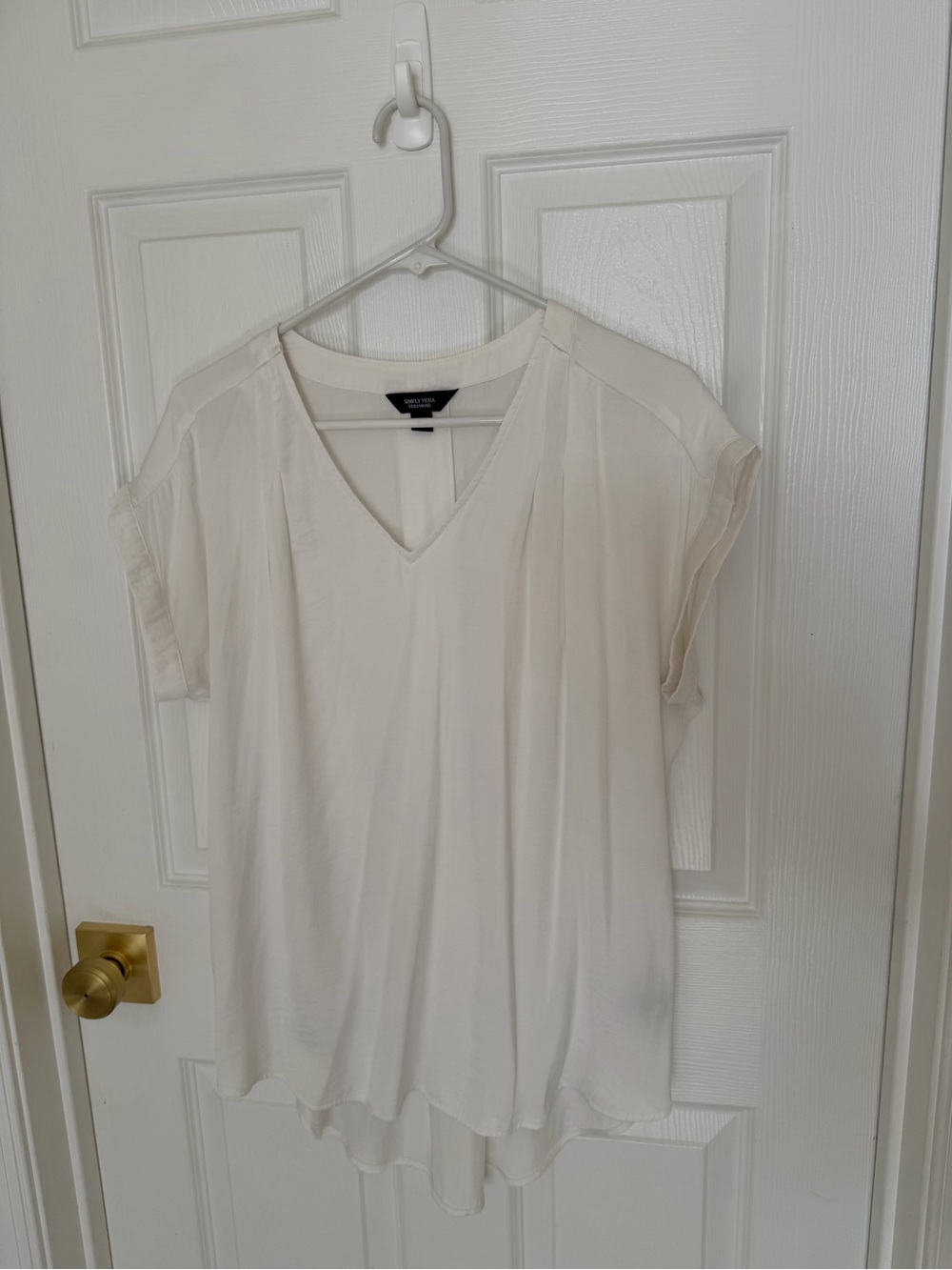 Simply Verawang Cream V-Neck Short Sleeve Blouse